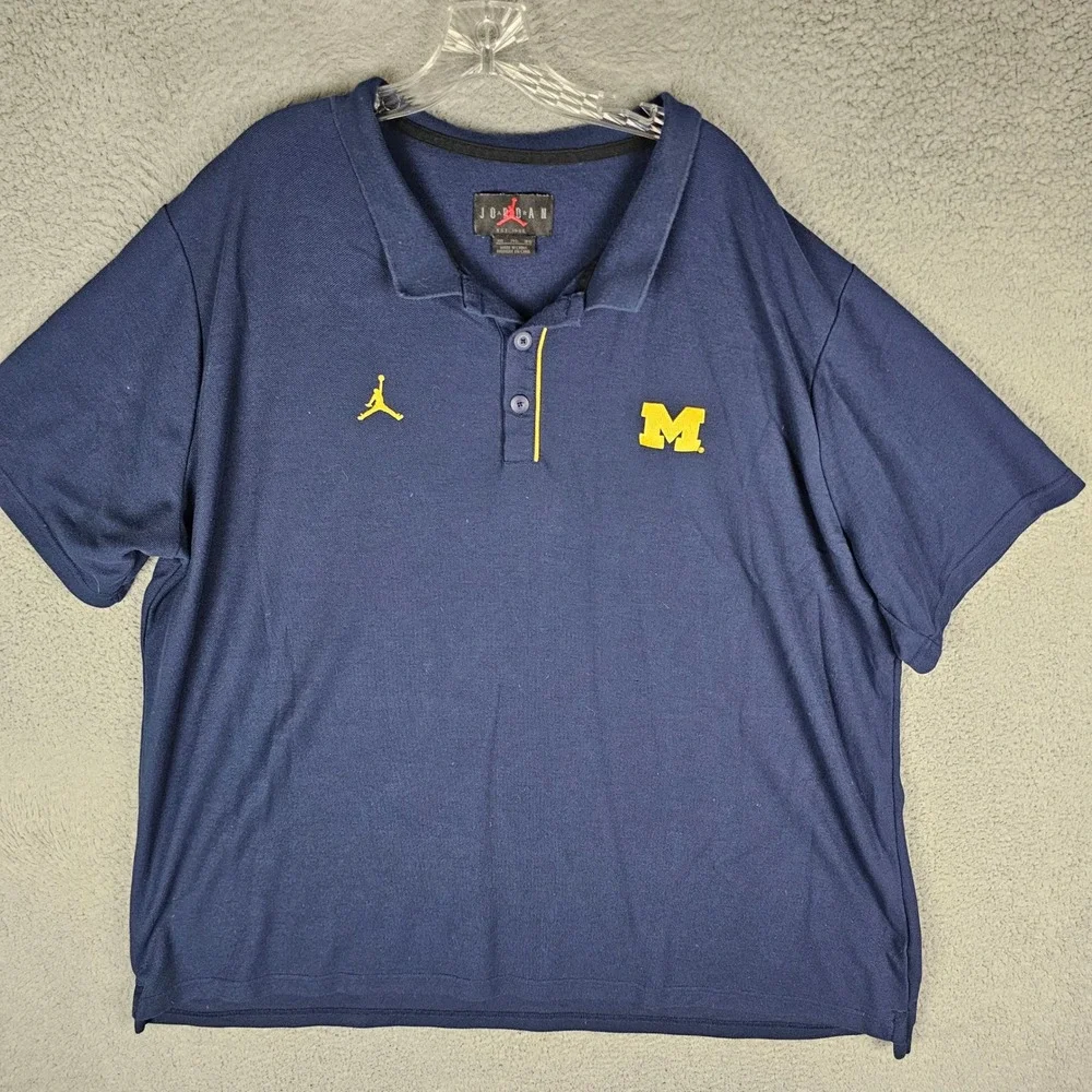 Jordan Polo Shirt Mens 3XL Blue Michigan Wolverines NCAA Jumpman Short Sleeve